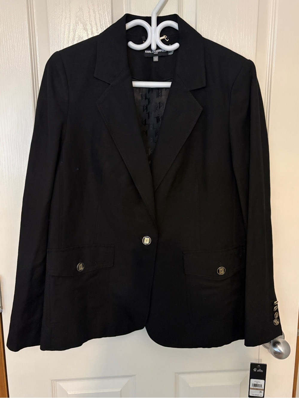 Karl Lagerfeld Black Tailored Single-Button Blazer